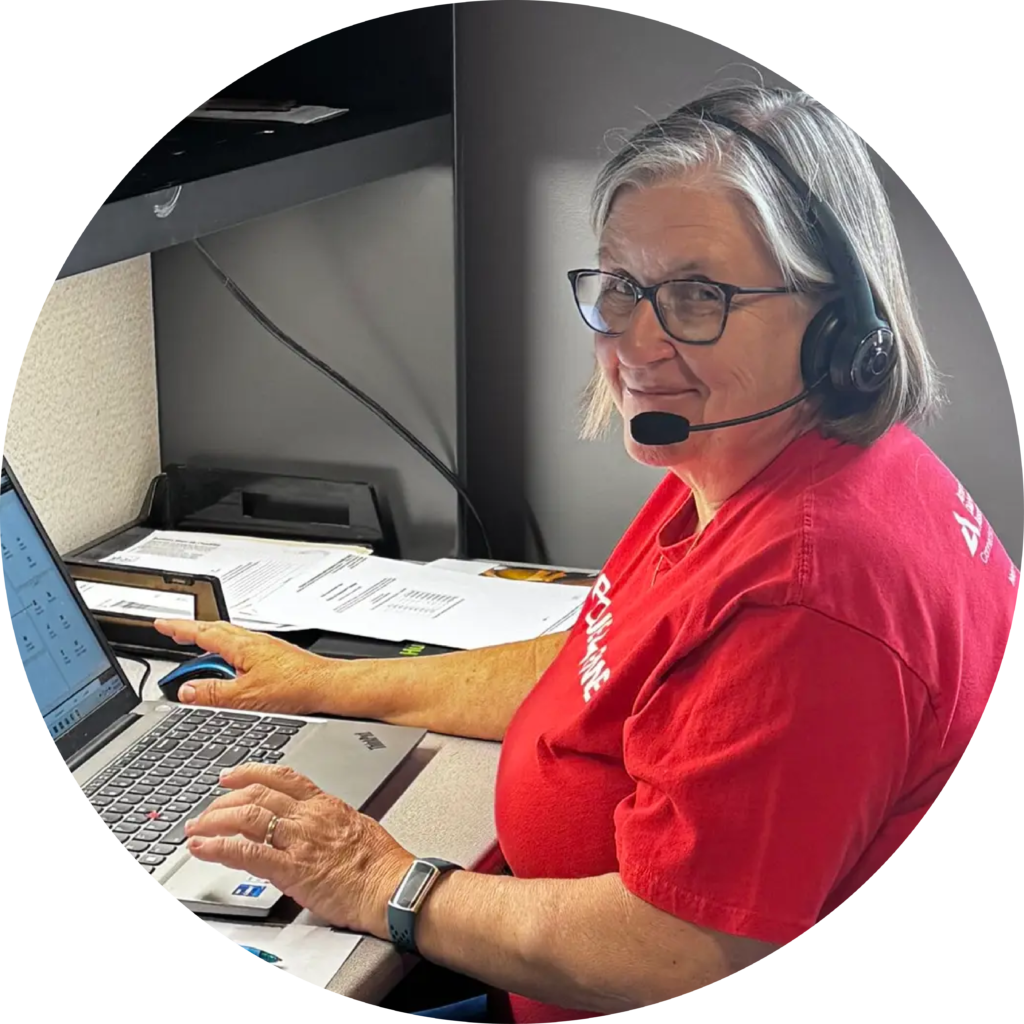 Wanda Johnson, office manager at Easy Breezy Heating and Air, helping customers contact the HVAC company.